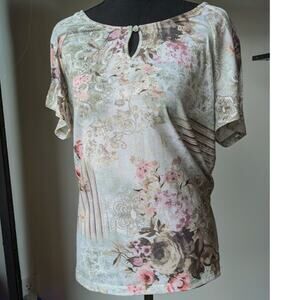 ERIKA Romantic Pastel Top Size M Floral Print y2k 90s Pastel Boho Cottagecore
